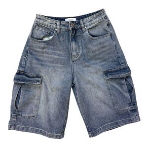 Cargo Baggy Y2K Jorts Women’s | Junios Size  7 Denim Jean Shorts Medium Wash